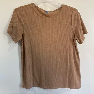 Casual Tan Ribbed Women's Top